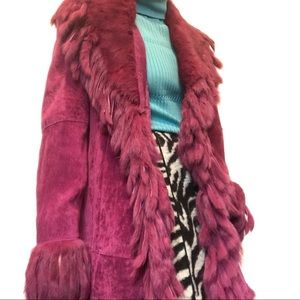 Nancy Bolen purple rabbit fur and suede jacket